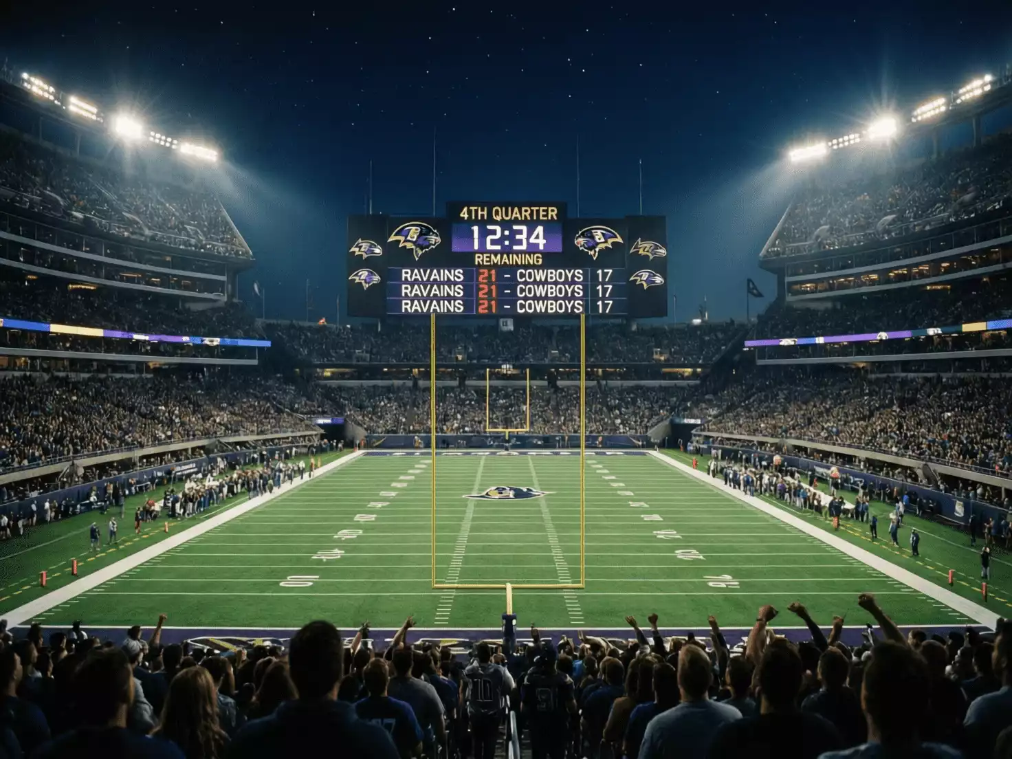 Estadio de fútbol americano con ambiente de apuestas deportivas