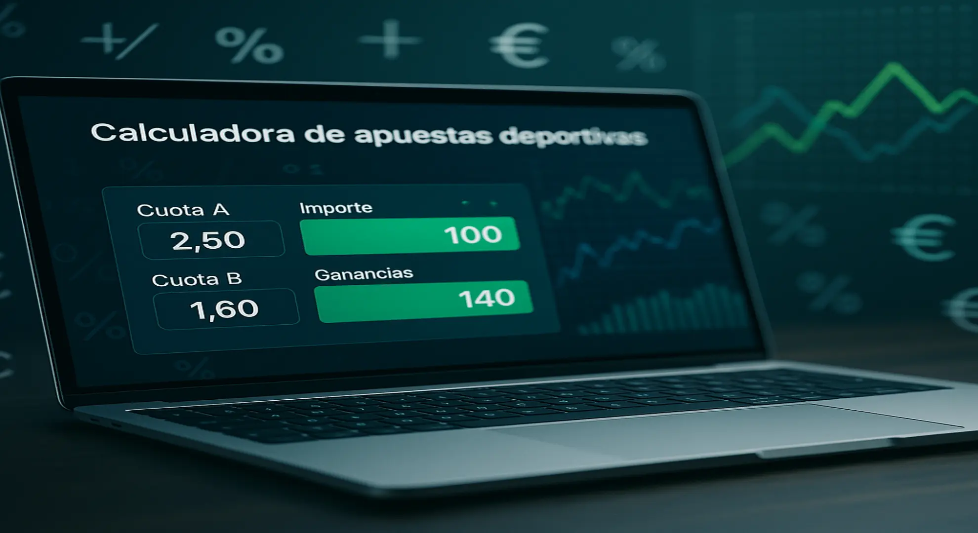 Interfaz moderna de calculadora de apuestas deportivas