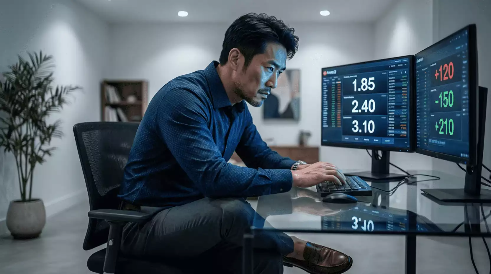 Profesional comparando cuotas de apuestas en múltiples pantallas