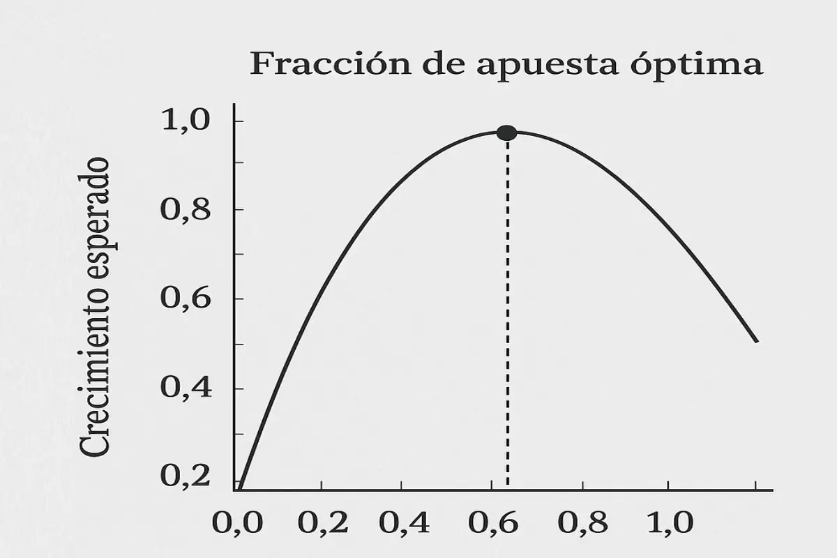 Visualización matemática del Criterio de Kelly con gráficos y fórmulas