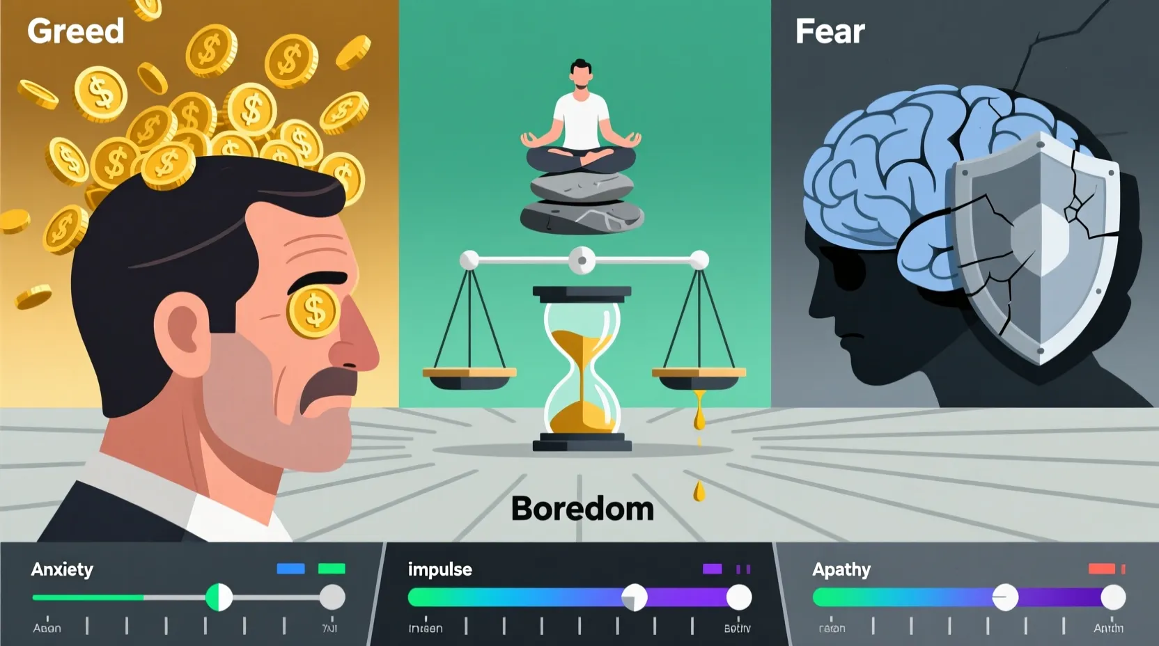 Psicología del dinero en apuestas: controlar la codicia, el miedo y el aburrimiento